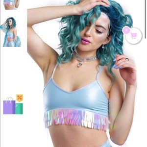 Blue iridecent rave top